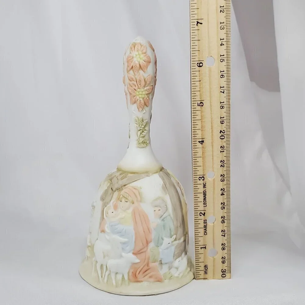 VTG Lefton Christopher Collection Porcelain Nativity Bell Hand Painted 1982